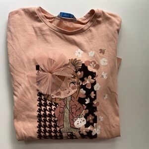 Mayoral Girls Pink Cotton Jersey Top / Size 9 (134 cm) / VGUC